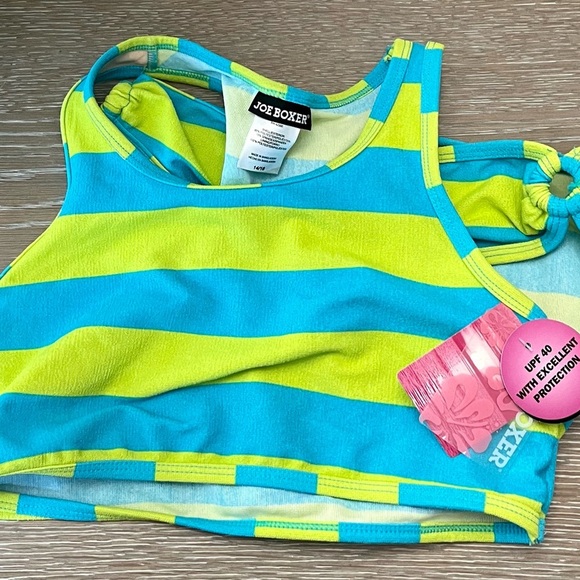 🆕Joe boxer NWT striped girl’s size 14/16 racer back 2 piece swimsuit beach - Picture 1 of 10